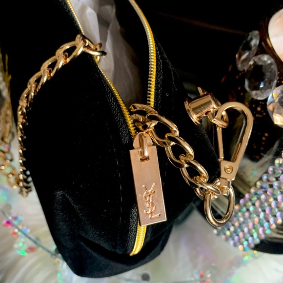 YSL Yves Saint Laurent Velour Cosmetic Bag to Crossbody Purse - Picture 7 of 8